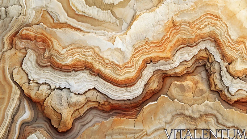 Layered stone cross-section with warm mineral bands.