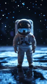 Curious astronaut exploring a dreamy starlit world.