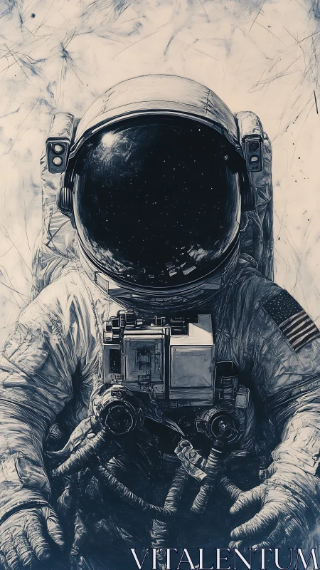 Curious astronaut reaches into deep space with quiet wonder