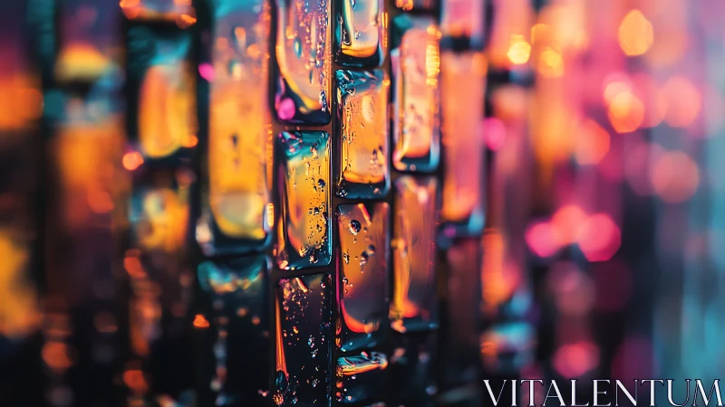 Glowing glass tiles drenched in cozy sunset reflections.