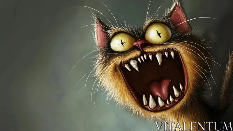 Wild-eyed cartoon cat unleashes a hilariously manic scream