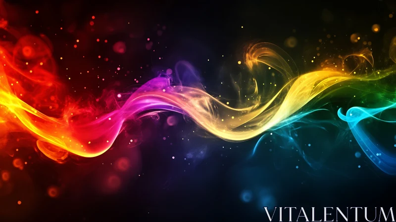 Dancing rainbow light ribbons in a dreamy night sky.