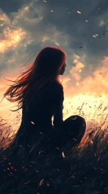 Soft evening wind carries a quiet girl into gentle dreams