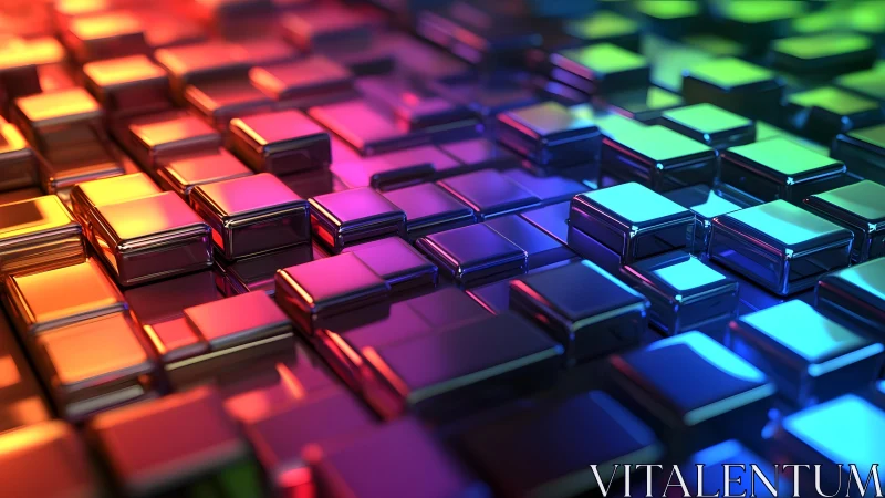 Vibrant 3D Metallic Cubes in Abstract Geometric Composition.