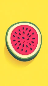 Vibrant watermelon slice on bold yellow minimal background.