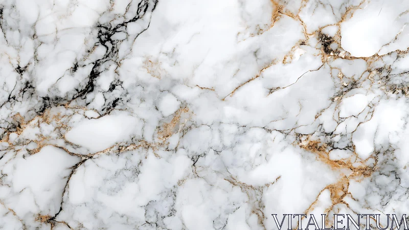 White marble surface with gold and black veining details.