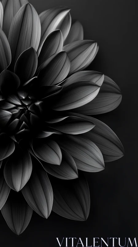 Monochrome Dahlia Petals: Sculptural Light Study.