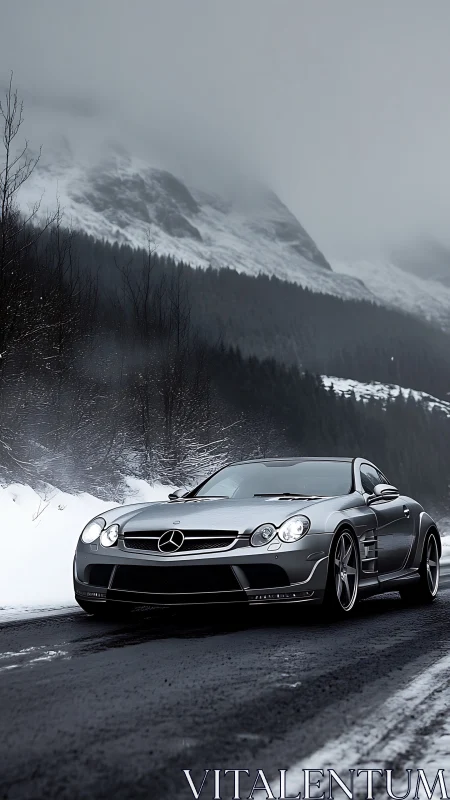 Mercedes-Benz SLR McLaren cuts through overcast alpine pass