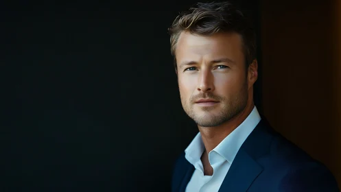 Corporate portrait uses cinematic lighting to define profile