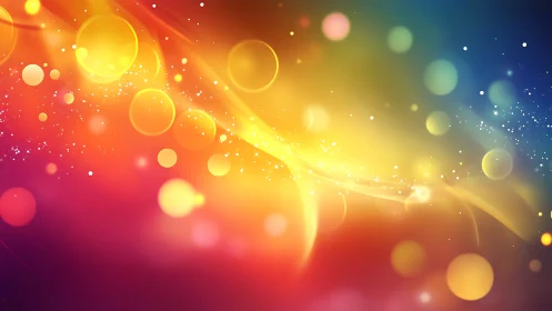 Colorful abstract bokeh light waves on gradient background.