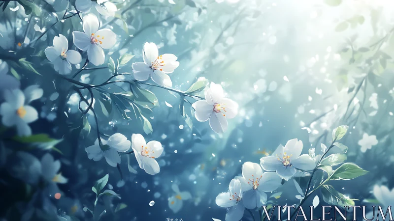 Luminous Petals Dancing Through Mist.