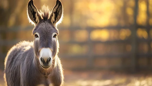 Backlit donkey portrait shows shallow depth and warm rim lighting