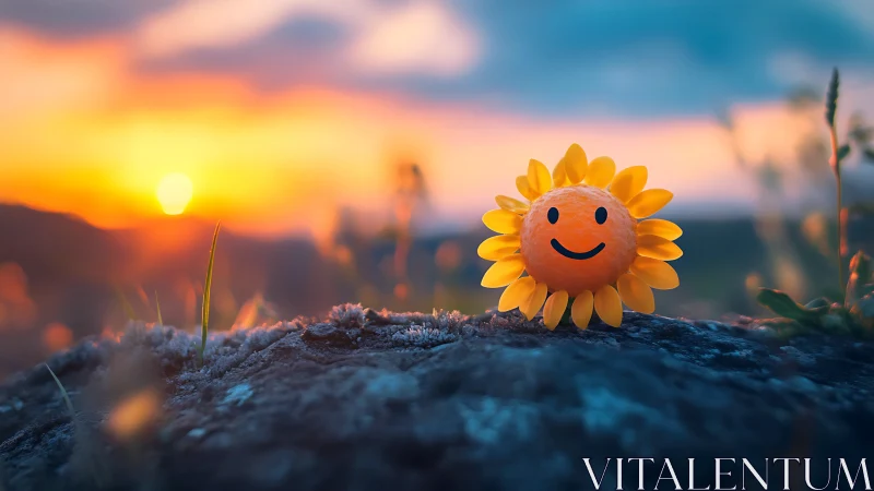 Sunset-smiling sunflower orb quietly steals the golden hour