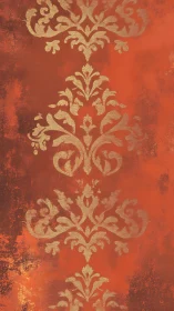 Gilded damask blooms over ember washed vintage wall. Period.