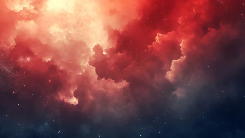 Nebula skies glowing with soft red clouds and quiet stars.