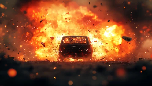 Catastrophic Vehicle Detonation with Explosive Particle Dispersion.