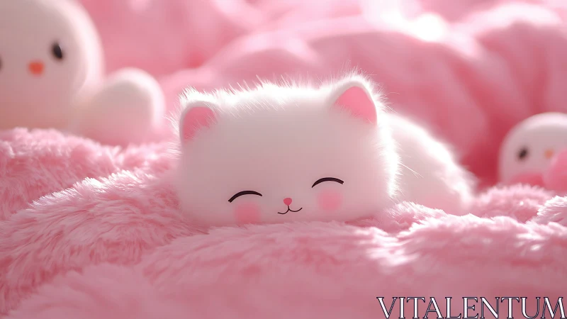 Snuggled in Softness: A Dreamy White Kitten's Moment.