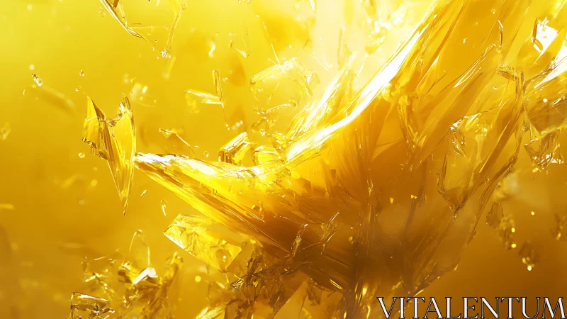 Golden crystalline shards exploding in abstract motion.