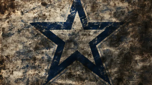 Weathered blue star emblem on distressed canvas field.