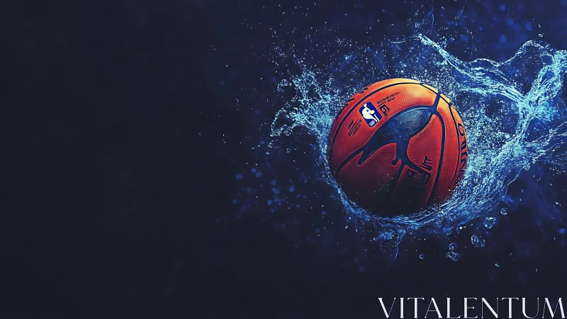 Splashcourt comet: neon basketball bursting through water.