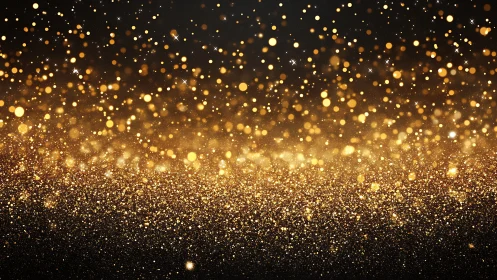 Golden stardust cascade over midnight shimmered horizon.