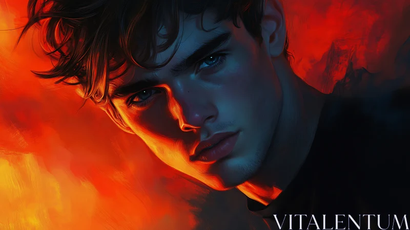 Digital painting portrait with dramatic chiaroscuro lighting.