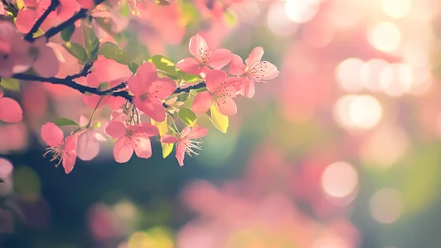 Pink Blossoms in Soft Spring Light.