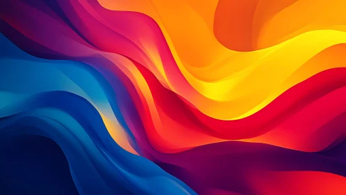 Vibrant color waves flow across abstract digital landscape