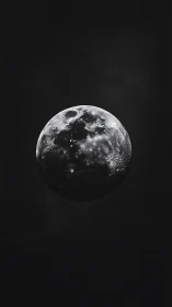 Monochrome lunar surface against deep black background.