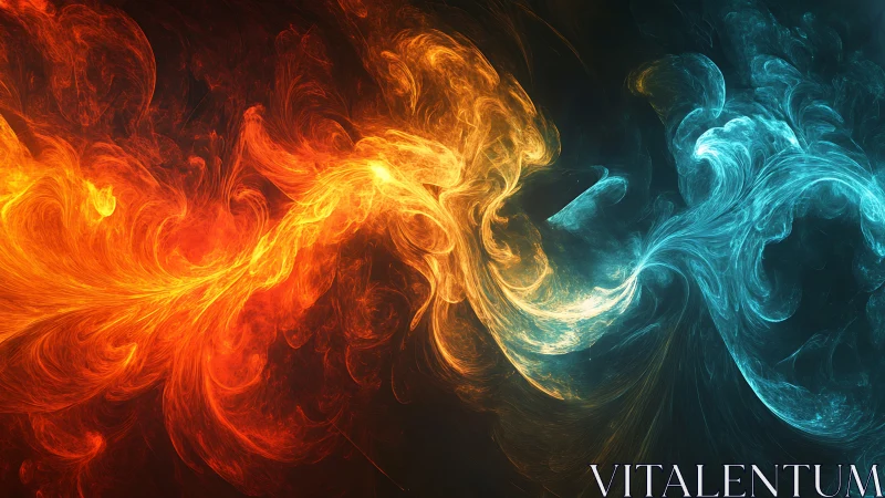 Elemental fire and ice streams colliding in ethereal motion.