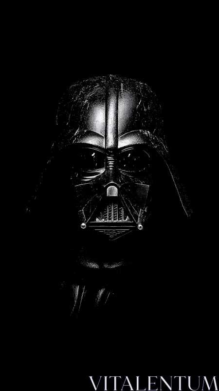 Dark armored helmet portrait emerges from deep black void