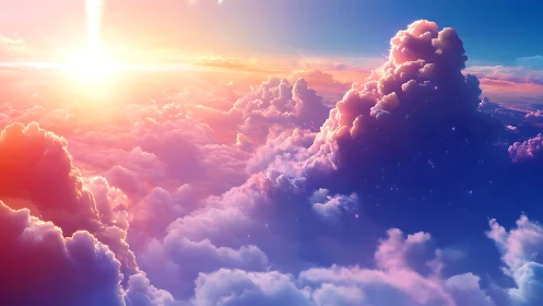 Sunrise dreamscape drifting over luminous cotton clouds.