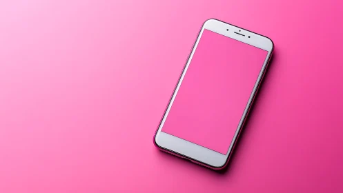 White Smartphone on Vibrant Pink Background. Modern Device Mockup.