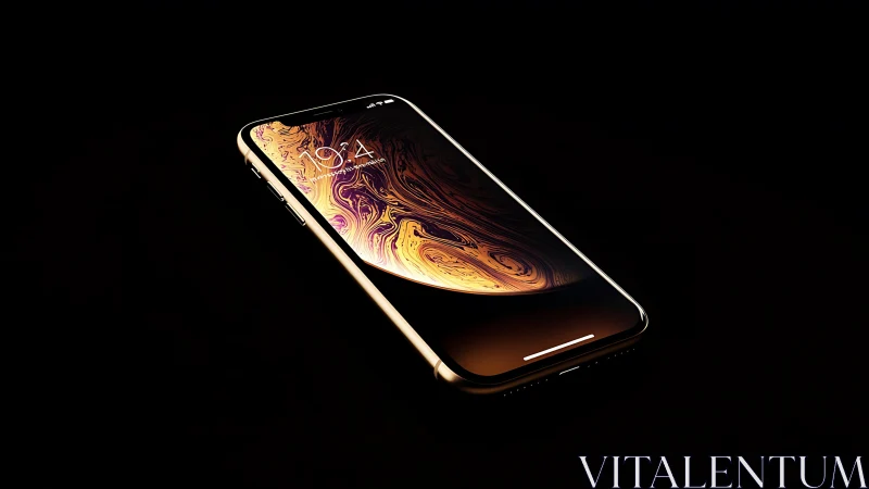 iPhone XS Max Gold with Abstract Liquid Wallpaper Display.