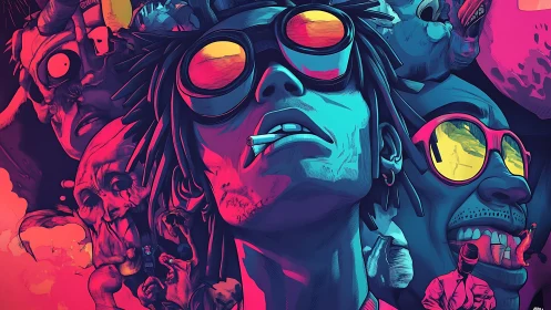 Neon daydream rebel drifting through glitchy downtown ghosts.