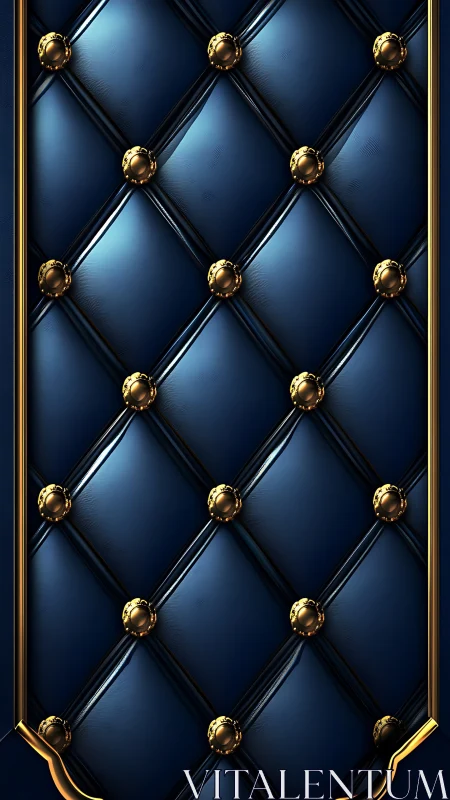 Deep blue tufted panel with softly glowing golden trim.