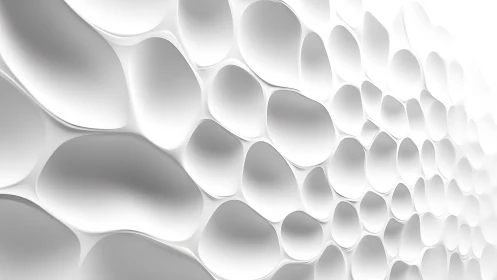Abstract white 3D organic wall pattern in modern minimal style.