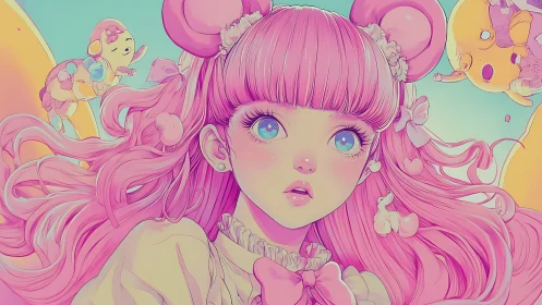 Candy-bright dream girl in a swirl of pink wonder.
