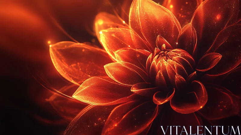Luminous fiery flower rendered in glowing digital petals.
