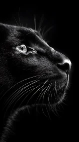 Black Cat Profile Stares with Piercing Eyes