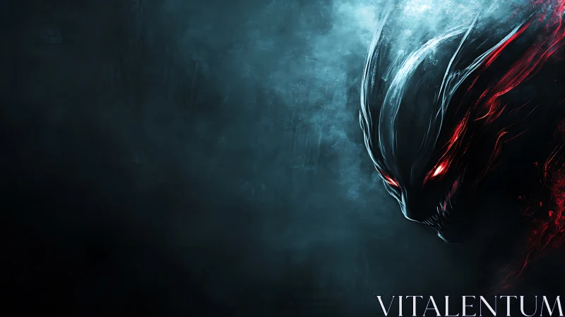 Midnight voidfiend emerging with ember-lit predator stare.