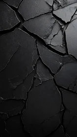 Cracked matte black surface shows fractured plate-like segments