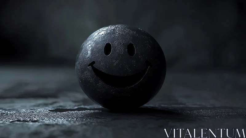 Moody smiling sphere bringing quiet joy to the darkness.