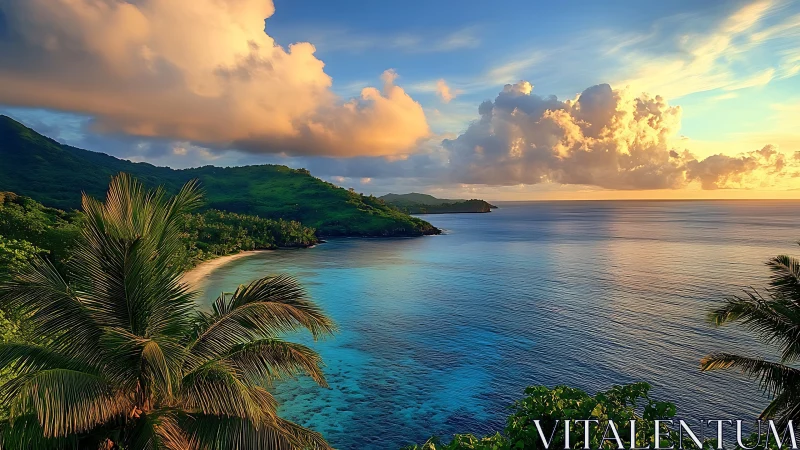 Tropical Paradise Emerges: Golden Hour Coastal Serenity.