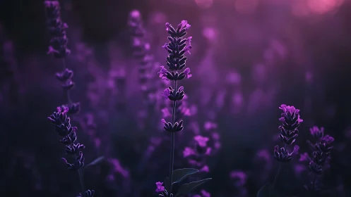 Lavender flowers with selective focus and bokeh depth