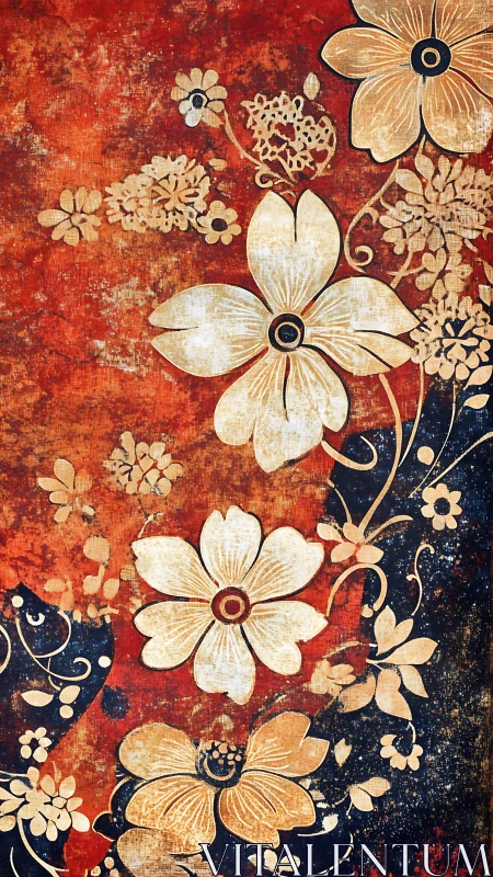 Sunlit floral silhouettes drifting over rustic twilight.