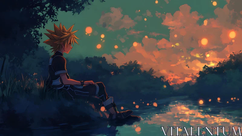 Stargazed wanderer trades constellations for river sparks