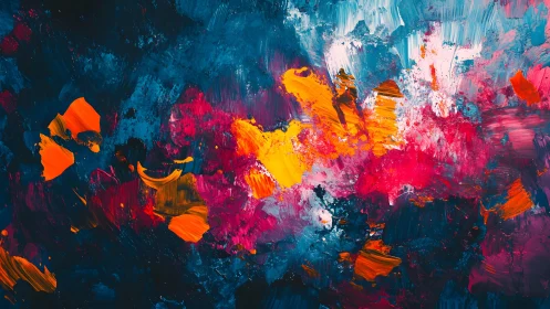 Vibrant abstract painting with bold brushstrokes and vivid colors.