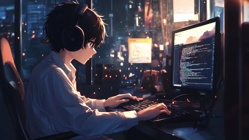 Midnight coder bends neon syntax into quiet constellations