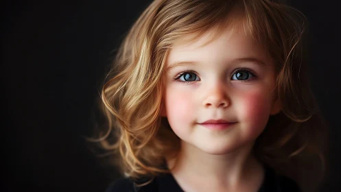 Child portrait with warm lighting against dark background